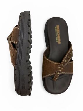 Vintage Y2K Skechers Platform Leather Sandals Brown Chunky Lug Sole Size 7